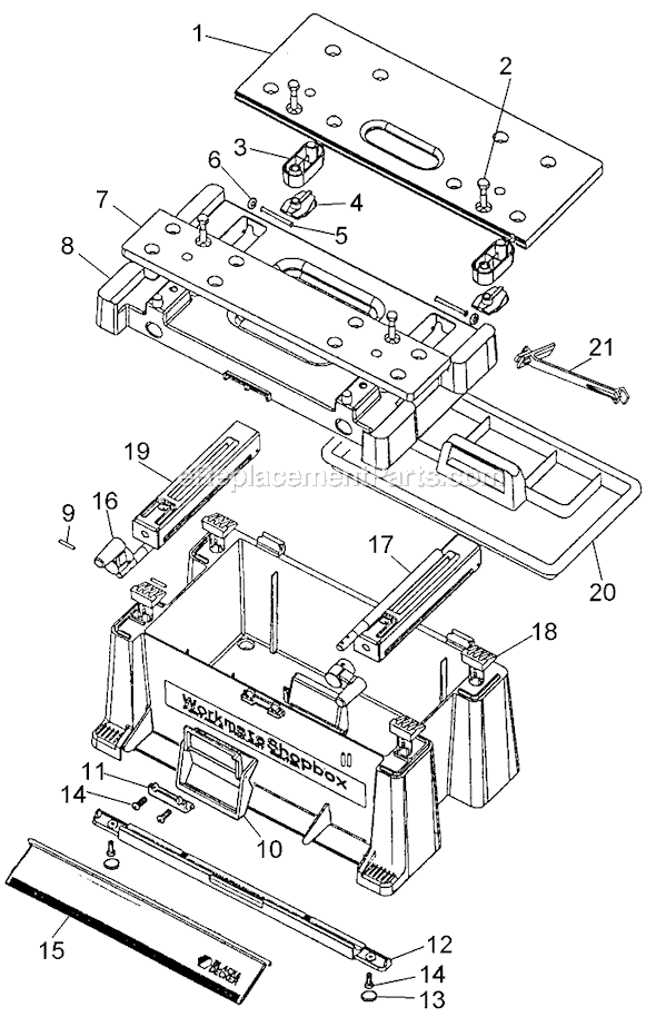 Page A Diagram and Parts List for SB200 Type 1 Black and Decker Sawhorse
